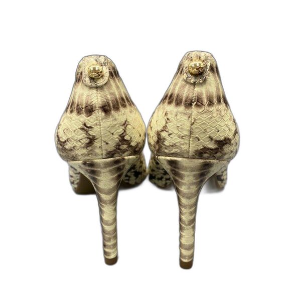 Michael Kors "Dorothy" Snake Embossed Goat Leather Pointed Toe Pumps 3" Heel - Picture 9 of 9